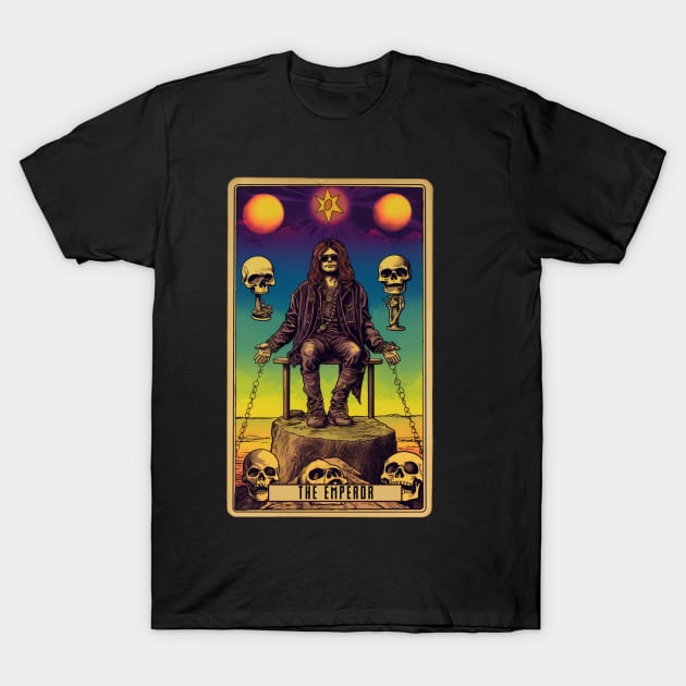 Heavy Metal The Emperor Tarot Card Art Tee: Metallic Authority T-Shirt by Soulphur Media